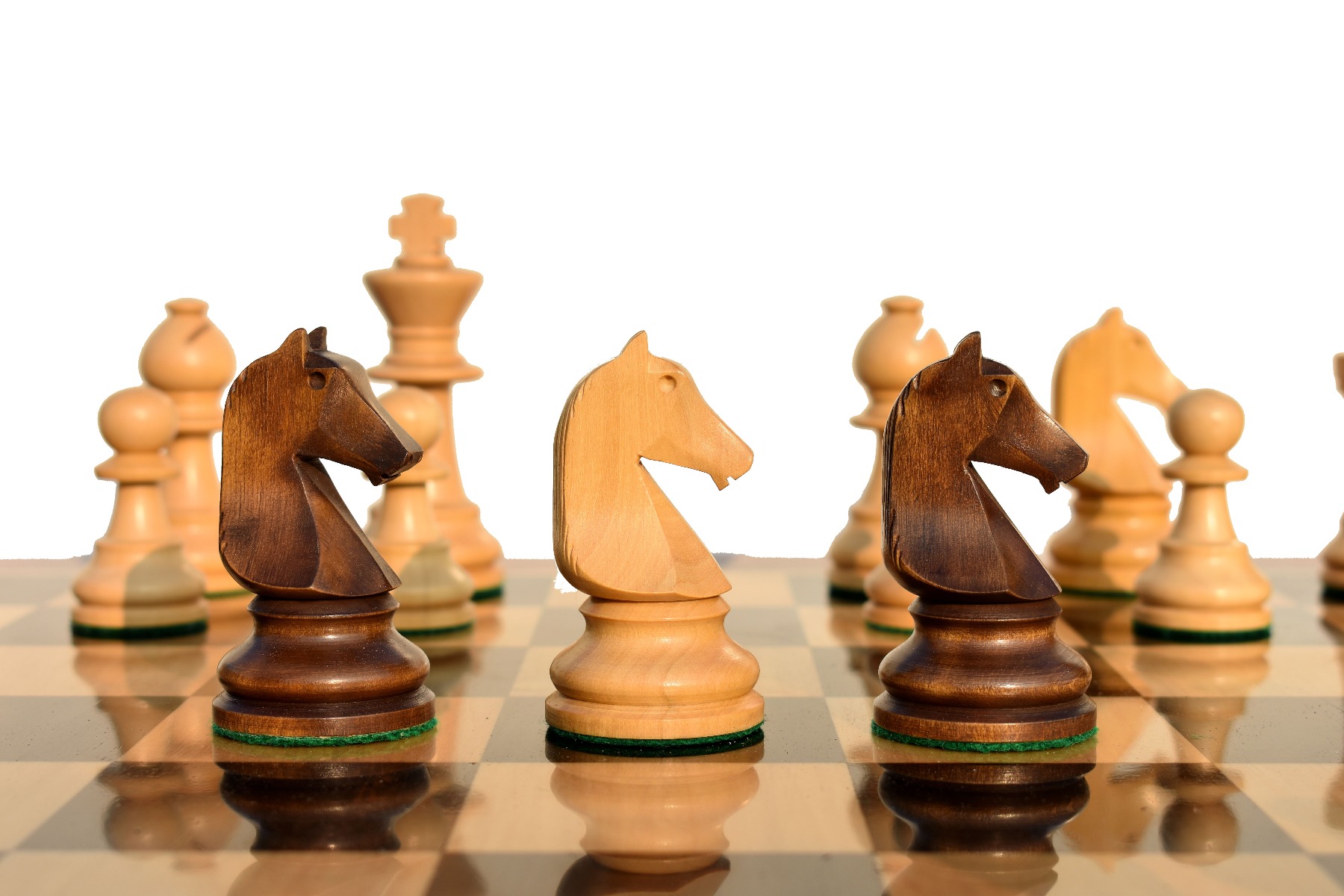 B210 Henri Chavet Series - 1980-1990 reproduction-Chess Pieces <br> Boxwood & Dark Antique Gilded <br> 3.625" King-6021 B210 Henri Chavet Series - 1980-1990 reproduction-Chess Pieces Boxwood & Dark Antique Gilded 3.625" King-6021