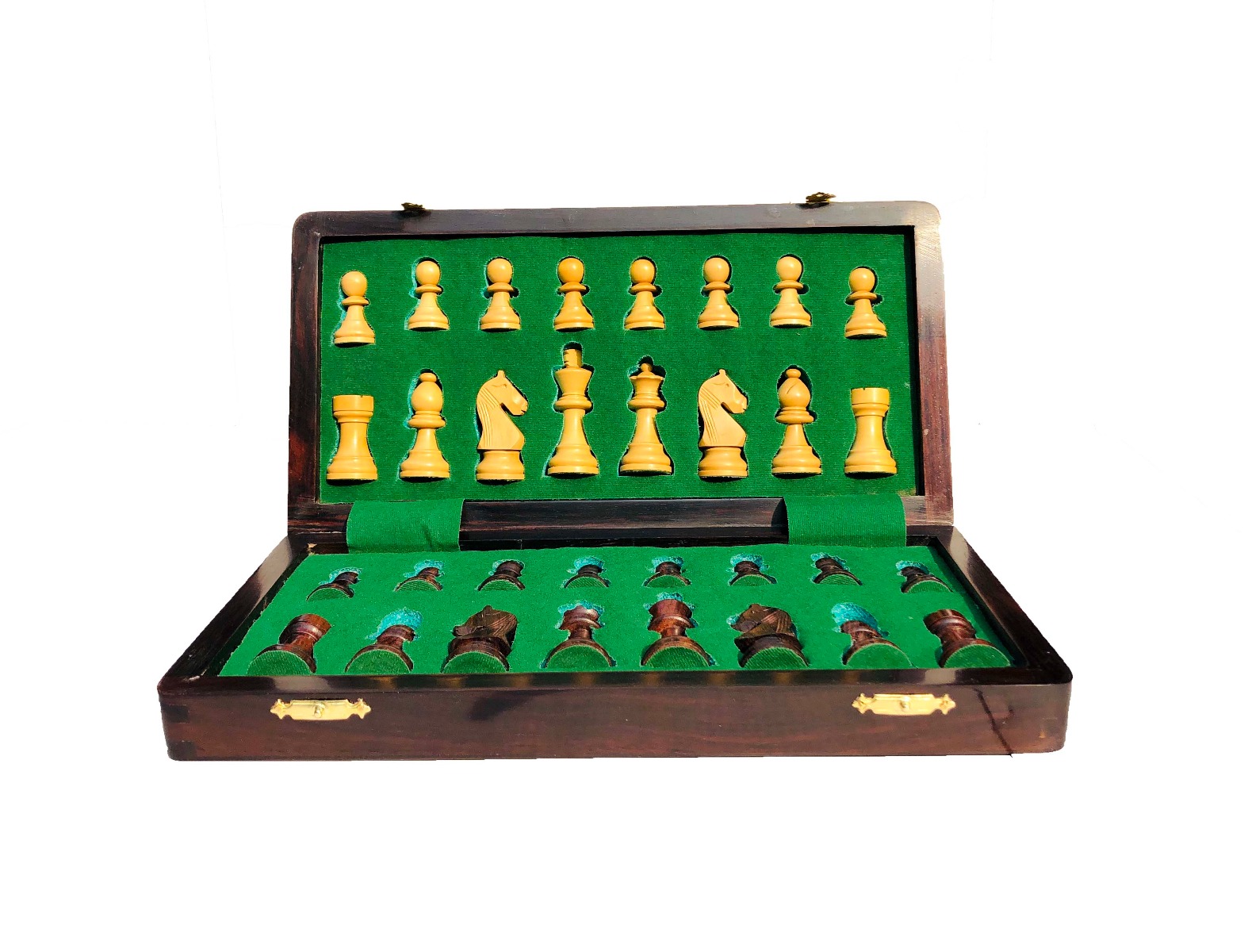 Travel Magnetic Chess set Maple & Rosewood 10" Folding-5966