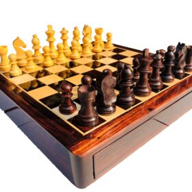 Travel Magnetic Chess set Maple & Rosewood 10" Square-0