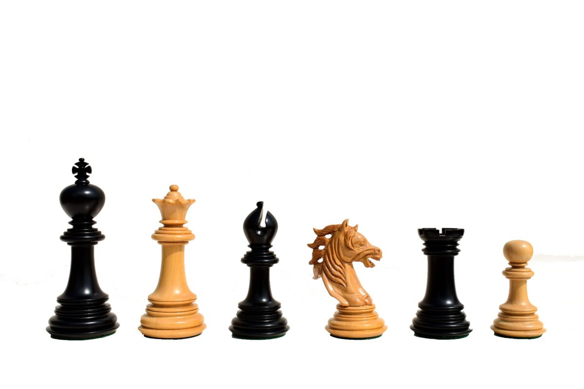 Royal Admiral Series Chess set Boxwood & Ebony (Matte Finish) 4.4" King with 2.25" Chess Board-6168