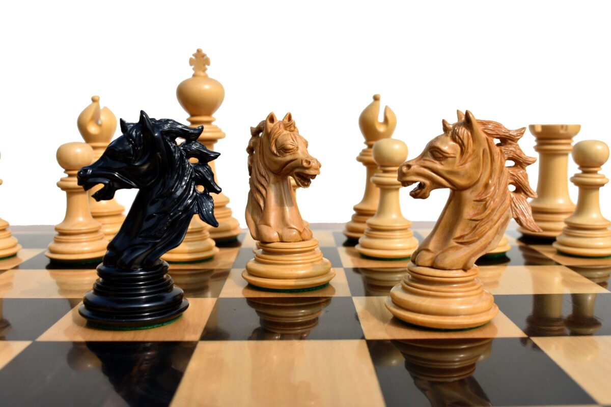 Royal Admiral Series Chess set Boxwood & Ebony (Matte Finish) 4.4" King with 2.25" Chess Board-6170