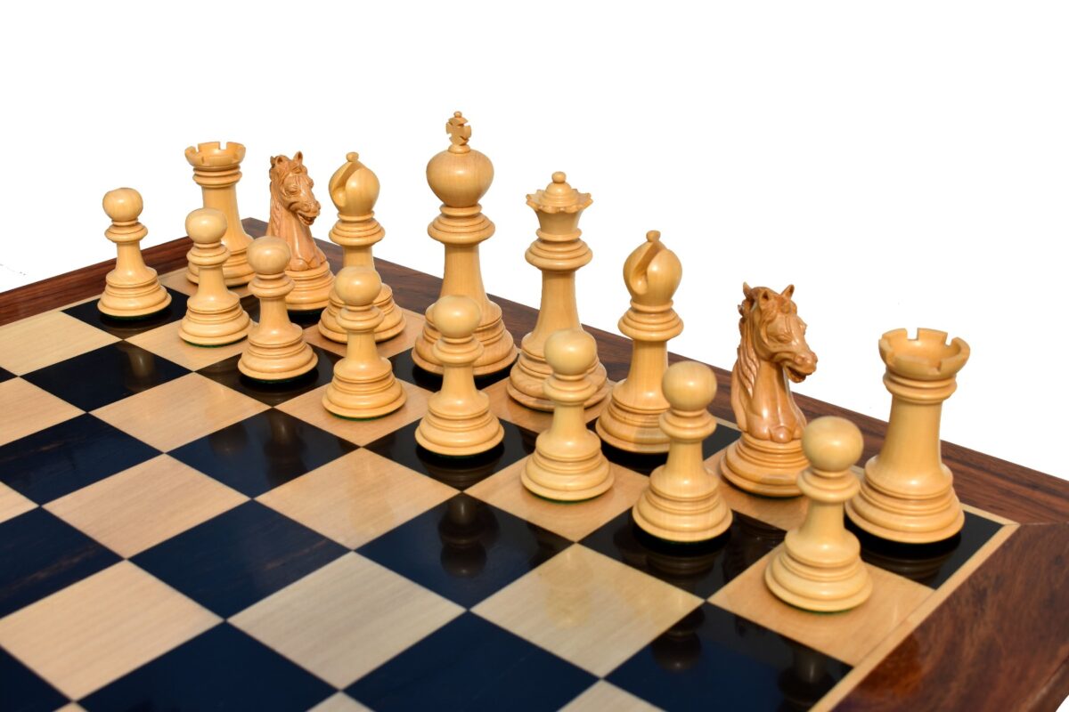 Royal Admiral Series Chess set Boxwood & Ebony (Matte Finish) 4.4" King with 2.25" Chess Board-6162