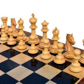 Royal Admiral Series Chess set Boxwood & Ebony (Matte Finish) 4.4" King with 2.25" Chess Board-6162