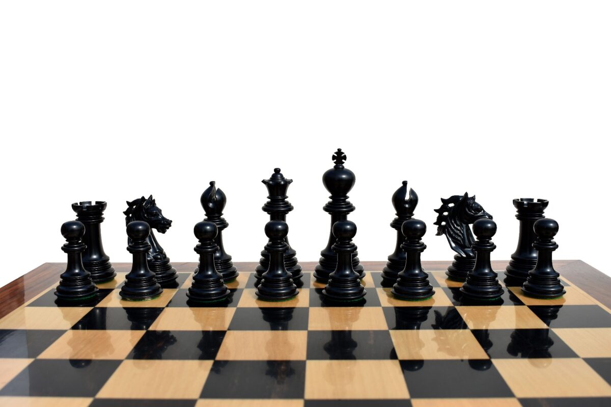 Royal Admiral Series Chess set Boxwood & Ebony (Matte Finish) 4.4" King with 2.25" Chess Board-6164
