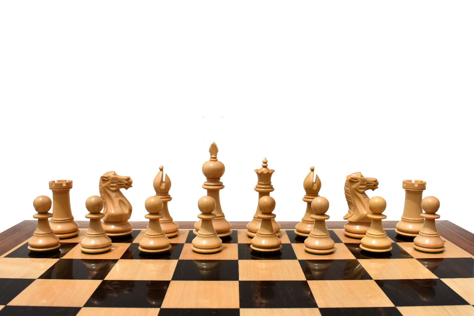 The Royal Knight Chess set Boxwood & Sheesham 4" King with 2" Square Chess Board & storage Box-5705