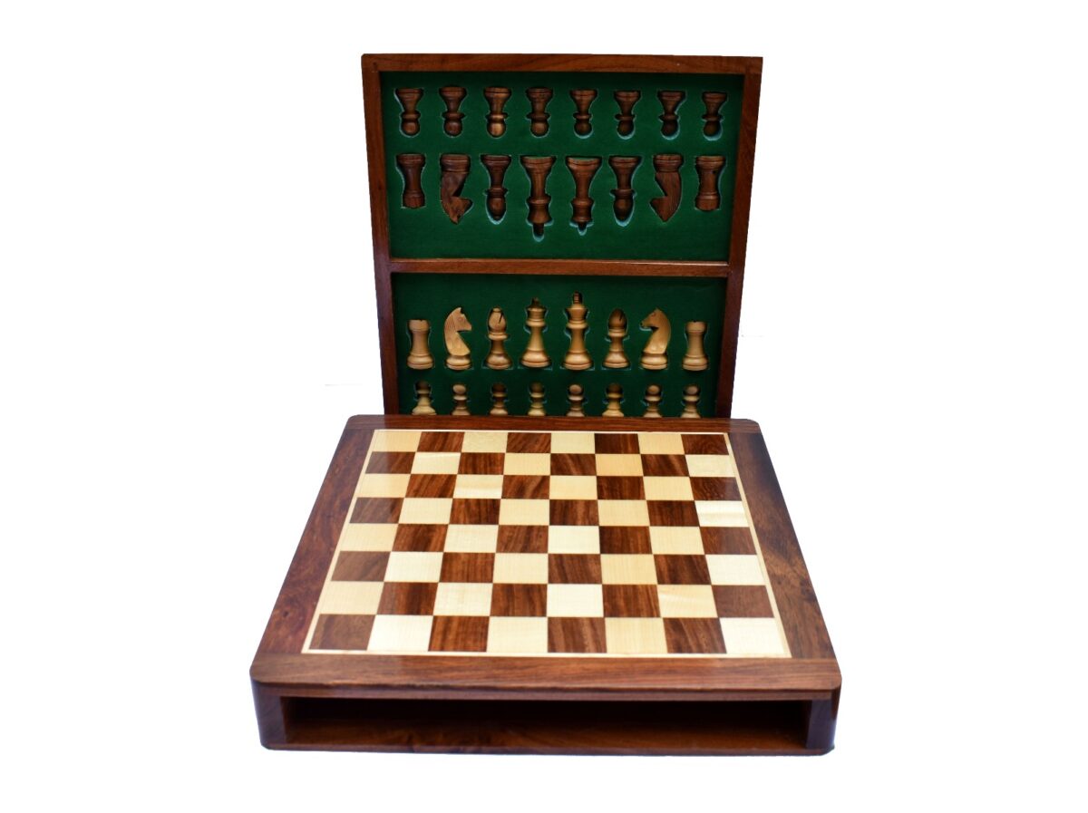 Travel Magnetic Chess set Maple & Sheesham 10 Square -5923