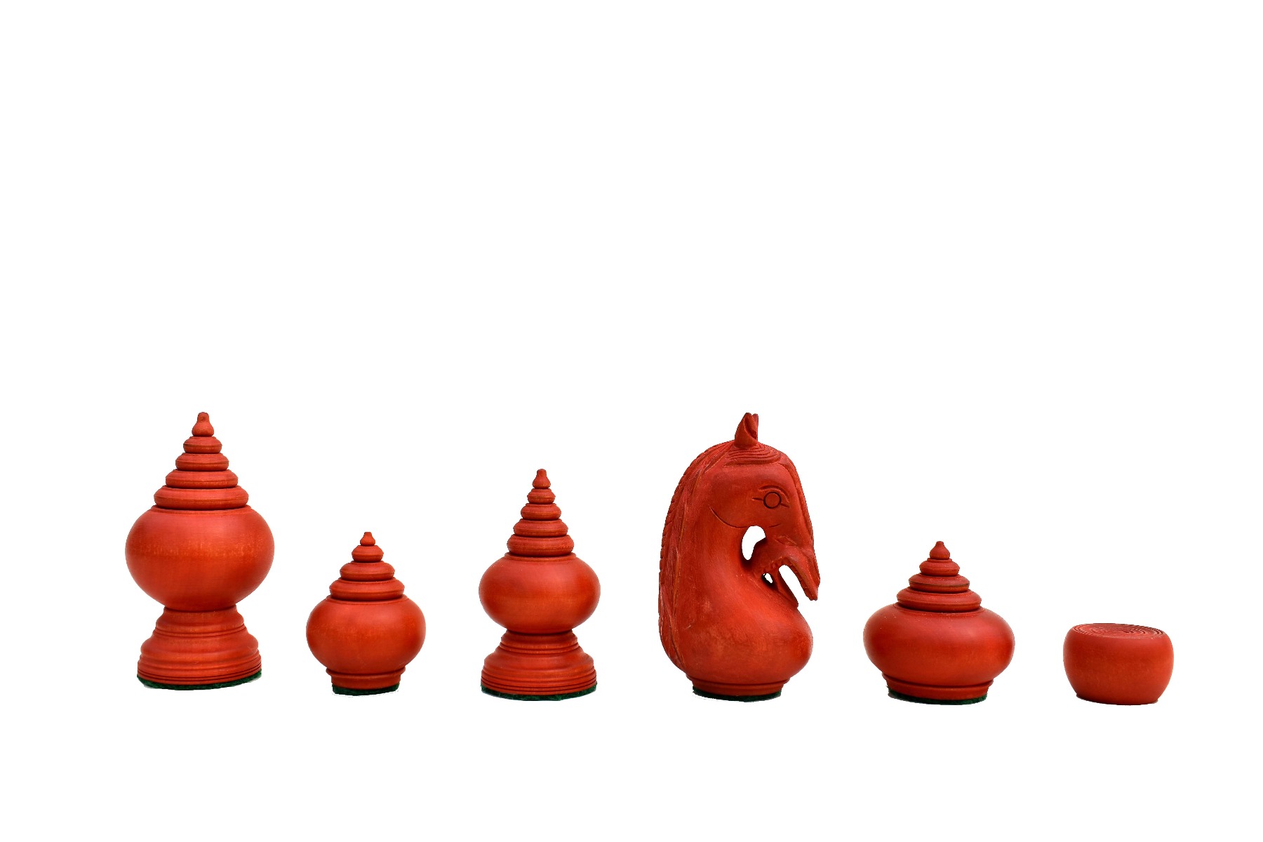 1780 The Makruk Rare Thai Chess Pieces repro Boxwood & Red Gilded 2.5" King-6177