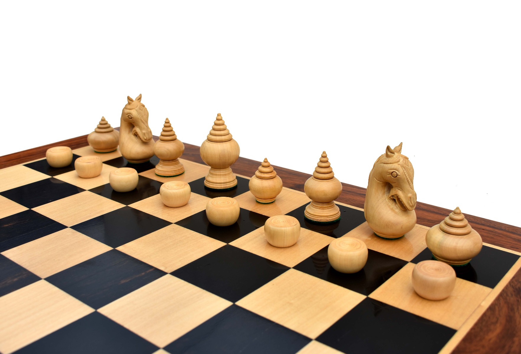 1780 The Makruk Rare Thai Chess Pieces repro Boxwood & Red Gilded 2.5" King-6181