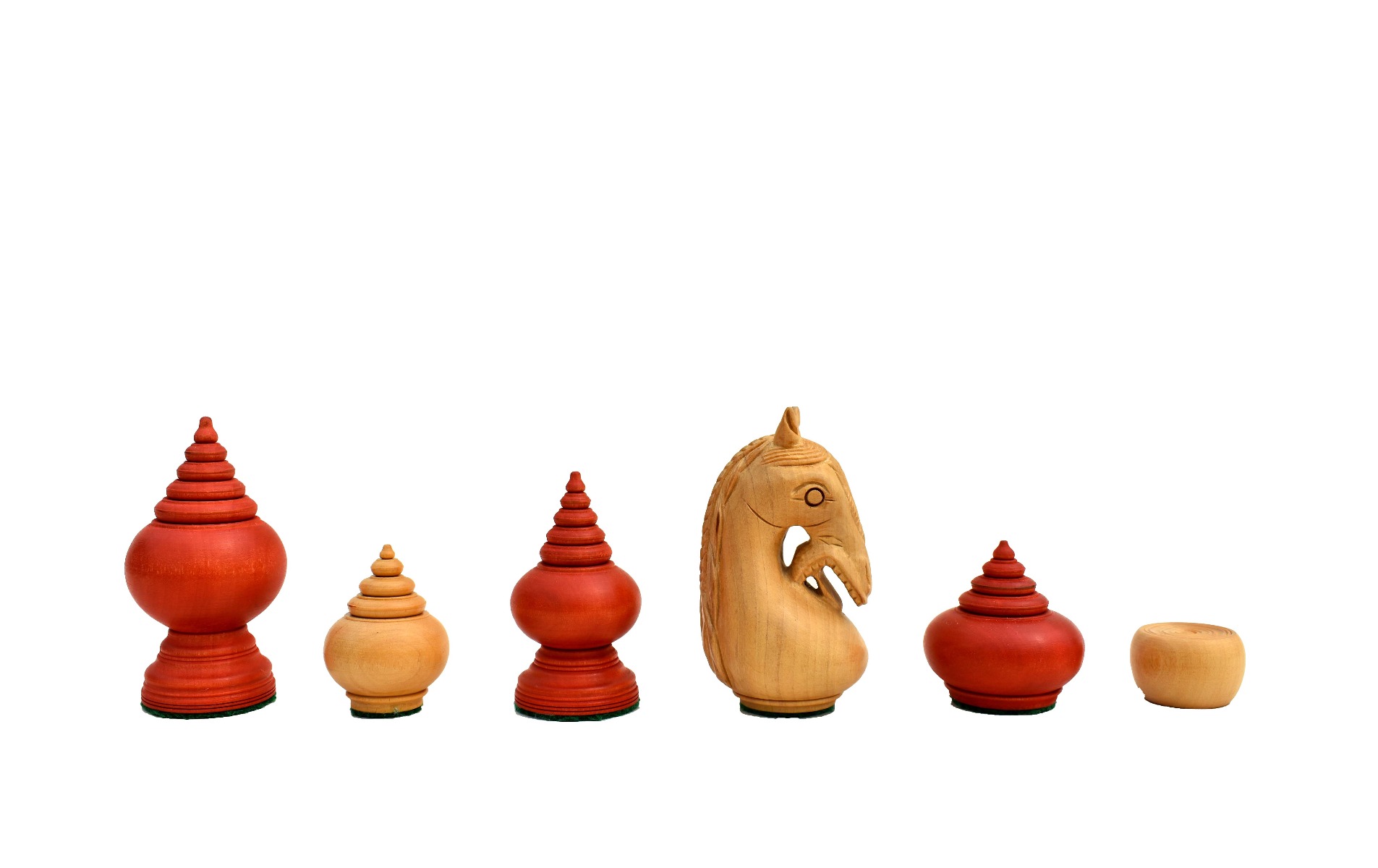 1780 The Makruk Rare Thai Chess Pieces repro Boxwood & Red Gilded 2.5" King-6175