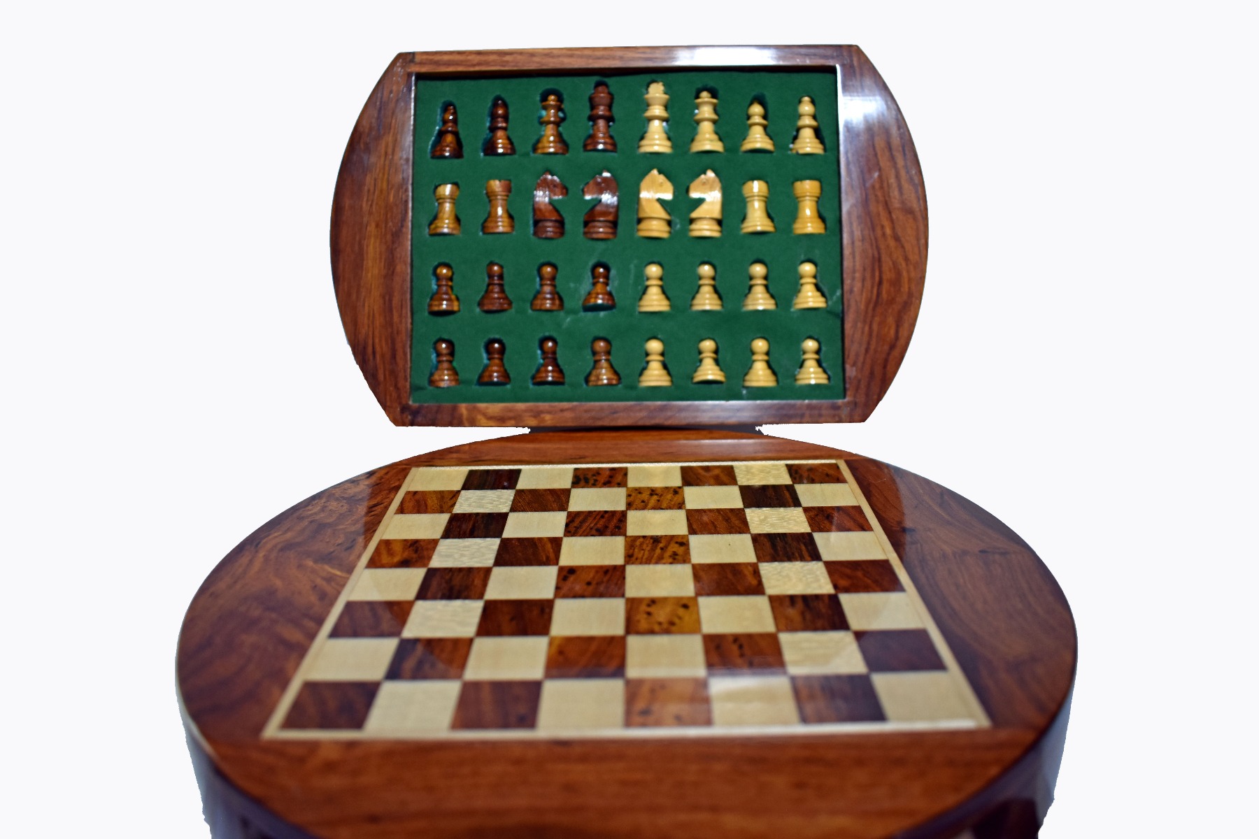 Travel Magnetic Chess set <br> Maple & Sheesham <br> 12" Round-5955 Travel Magnetic Chess set Maple & Sheesham 12" Round-5955