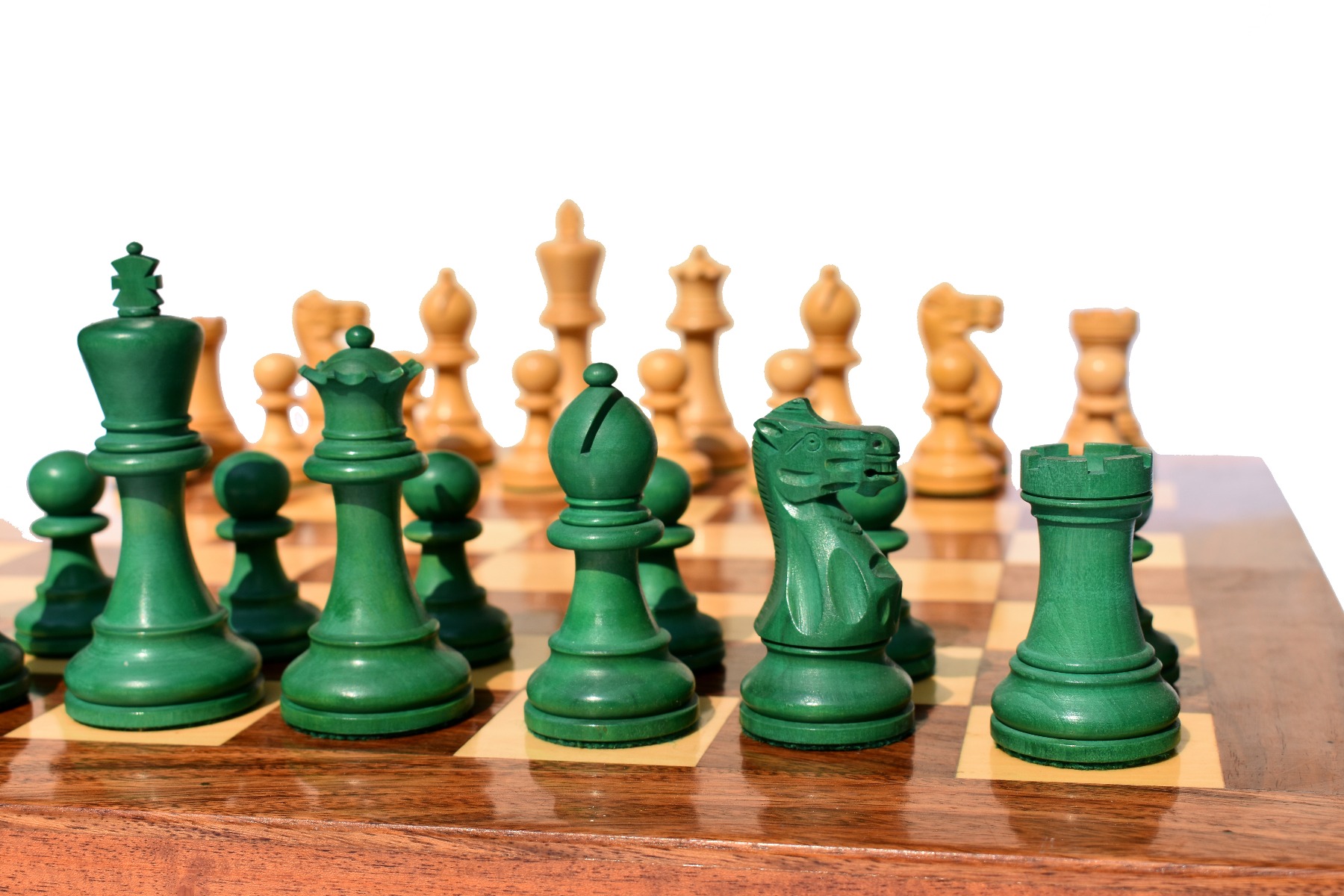 Grandmaster Series Chess Pieces Boxwood & Green Gilded Boxwood 3.75" King-6474