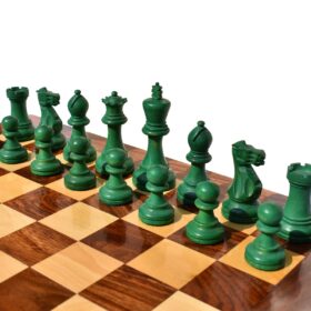 Grandmaster Series Chess Pieces Boxwood & Green Gilded Boxwood 3.75" King-6472