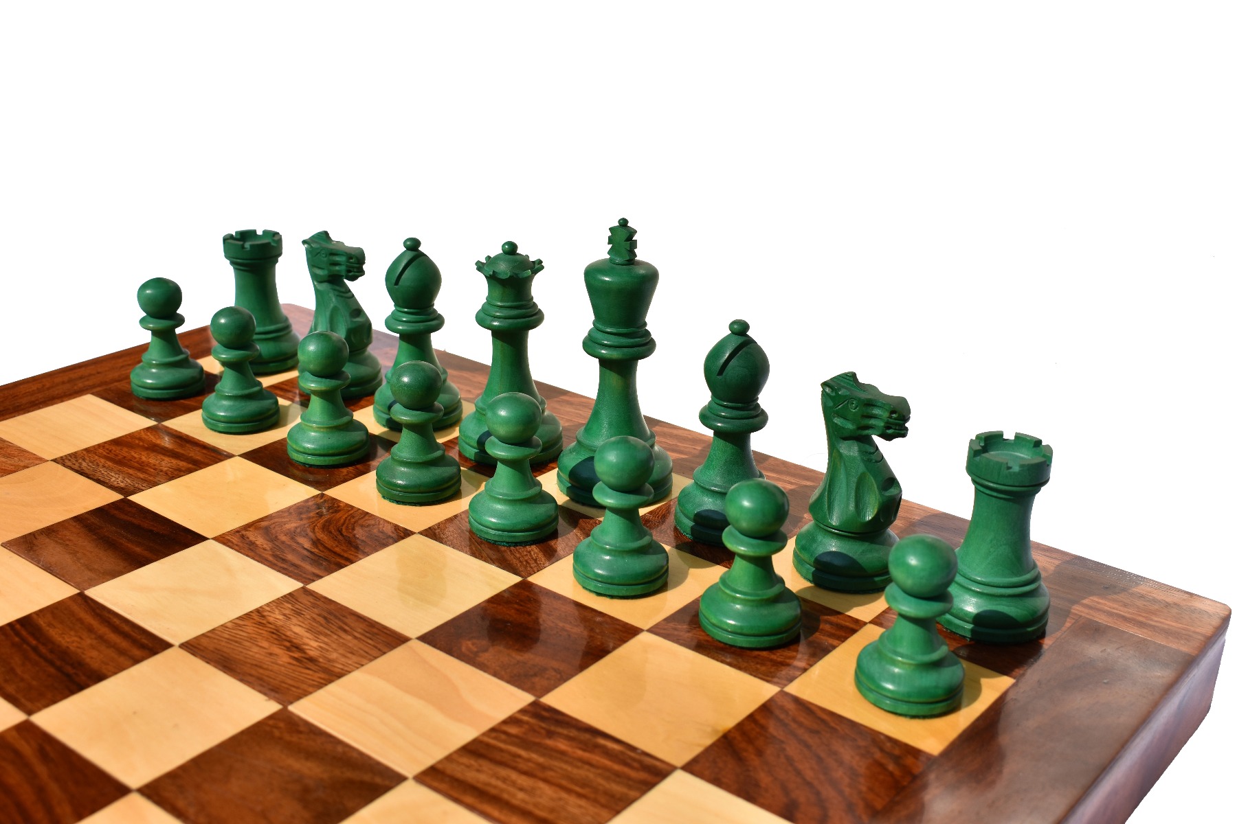 Grandmaster Series Chess Pieces Boxwood & Green Gilded Boxwood 3.75" King-6472
