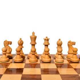 Grandmaster Series Chess set Boxwood & Green Gilded Boxwood 3.75" King with 18" Chess Board-6436