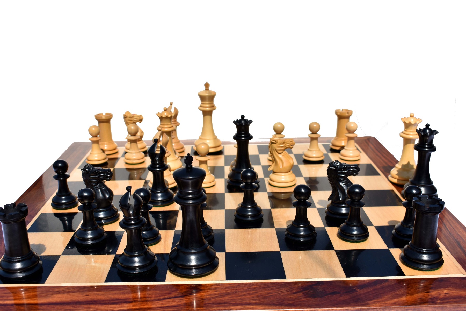 1849 Jaques exclusive Series staunton chess pieces Boxwood & Ebony 4.4" King-6345