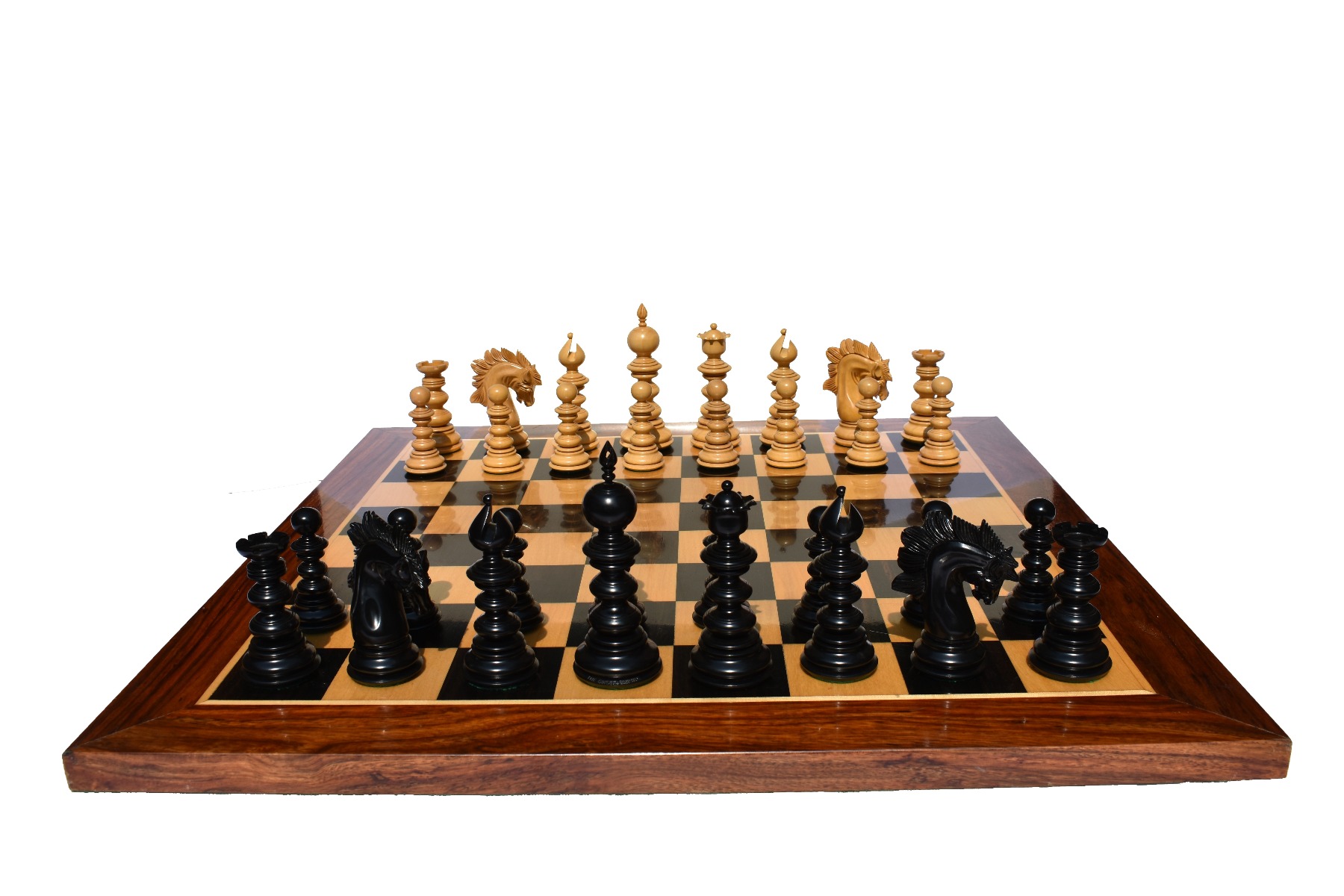 Designer Savano Series Chess Set Boxwood & Ebony 4.4" King with 2" Square chess board-6445