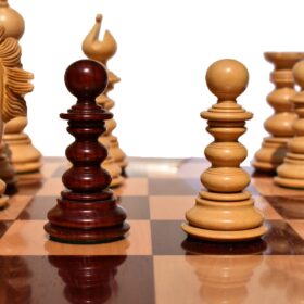 Designer Savano Series Chess set Boxwood & Padauk 4.4" King with 2" Square chess board-6414