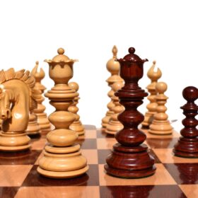 Designer Savano Series Chess set Boxwood & Padauk 4.4" King with 2" Square chess board-6415