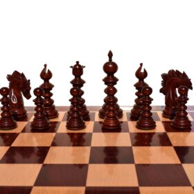 Designer Savano Series Chess set Boxwood & Padauk 4.4" King with 2" Square chess board-6409