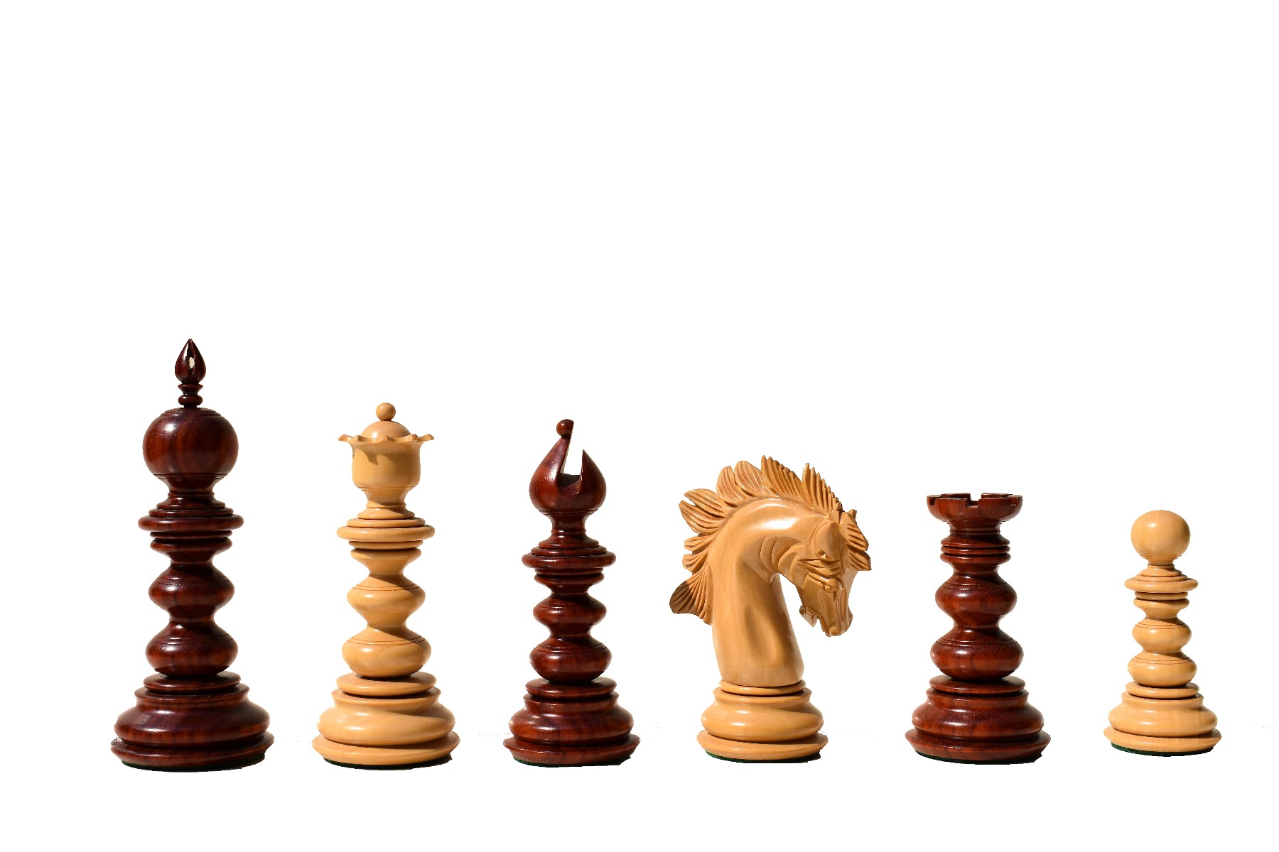 Designer Savano Series Chess Pieces <br> Boxwood & Padauk Matte Finish <br> 4.4" King-6496 Designer Savano Series Chess Pieces Boxwood & Padauk Matte Finish 4.4" King-6496