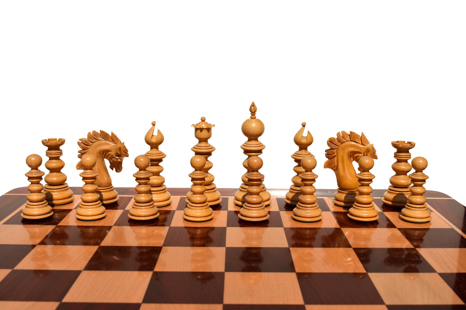 Designer Savano Series Chess Pieces <br> Boxwood & Padauk Matte Finish <br> 4.4" King-6499 Designer Savano Series Chess Pieces Boxwood & Padauk Matte Finish 4.4" King-6499