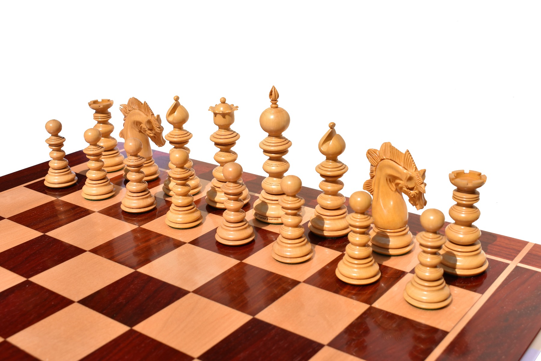 Designer Savano Series Chess Pieces <br> Boxwood & Padauk Matte Finish <br> 4.4" King-6500 Designer Savano Series Chess Pieces Boxwood & Padauk Matte Finish 4.4" King-6500