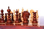 Designer Savano Series Chess set Boxwood & Padauk 4.4" King with 2" Square chess board-0