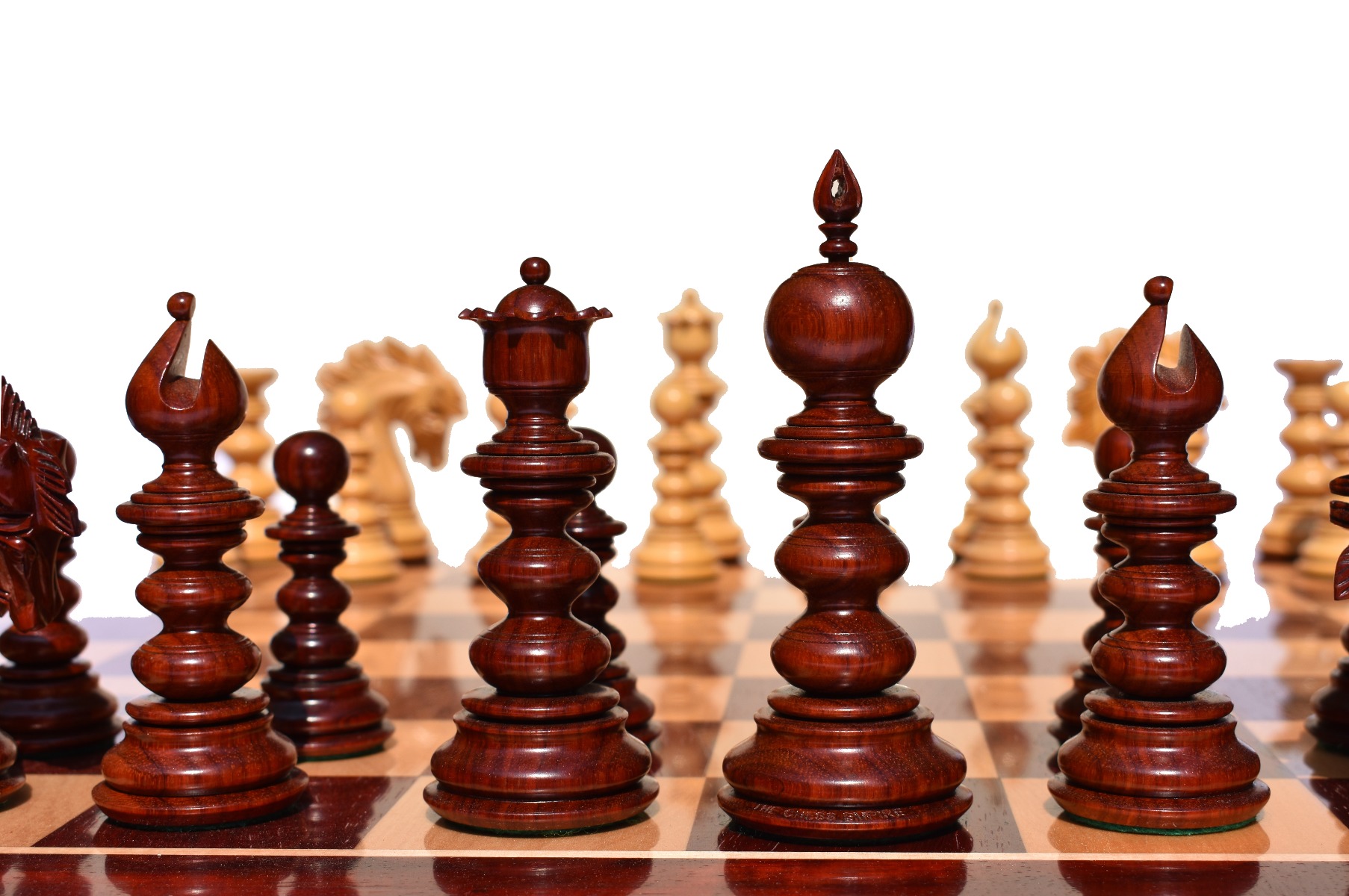 Designer Savano Series Chess Pieces <br> Boxwood & Padauk Matte Finish <br> 4.4" King-6504 Designer Savano Series Chess Pieces Boxwood & Padauk Matte Finish 4.4" King-6504