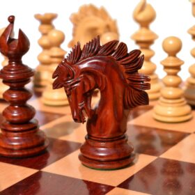 Designer Savano Series Chess set Boxwood & Padauk 4.4" King with 2" Square chess board-6413