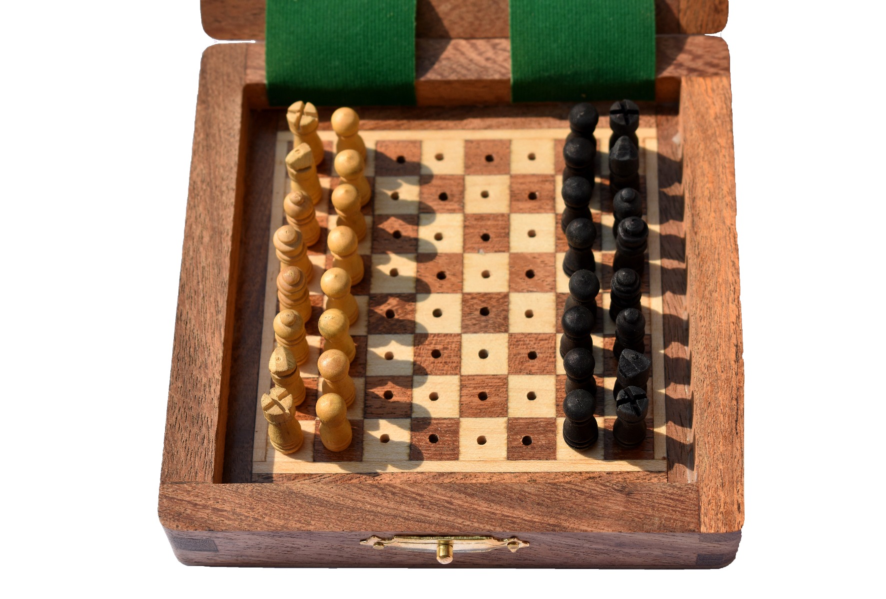 Travel Peg Chess set Maple & Acacia wood 4" Square-6390