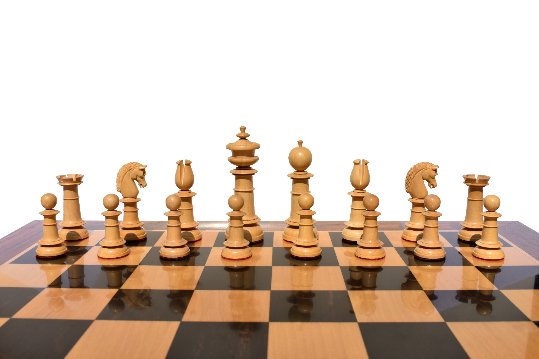 1830 Northern Upright Series reproduction Chess set Boxwood & Ebony 4.5" King with 2" Square Chess Board-6461