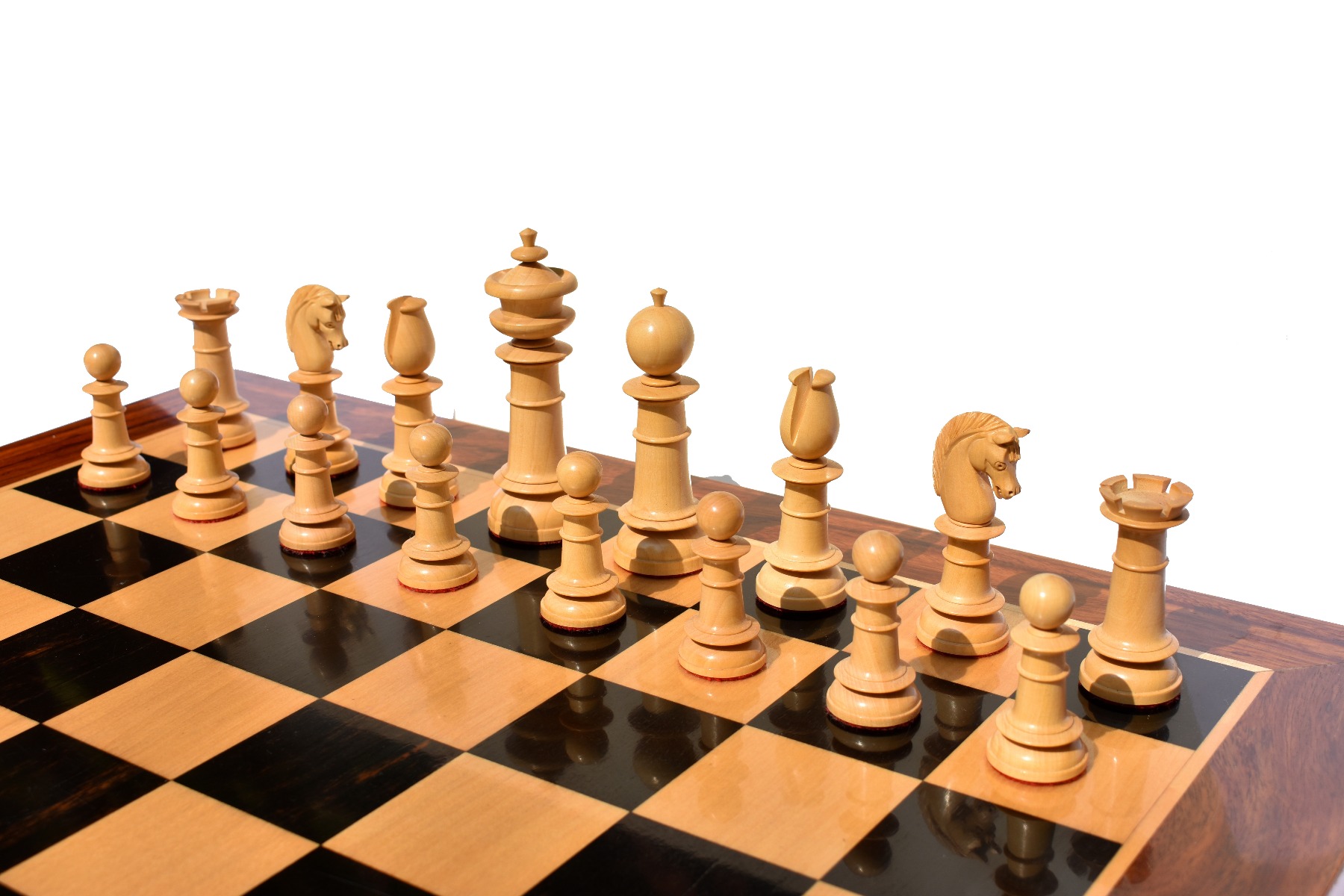 1830 Northern Upright Series reproduction Chess set Boxwood & Ebony 4.5" King with 2" Square Chess Board-6462