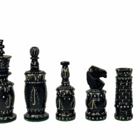 The Barley Corn Series chess pieces Natural Bone & Stained Bone Crafted 4" King-0