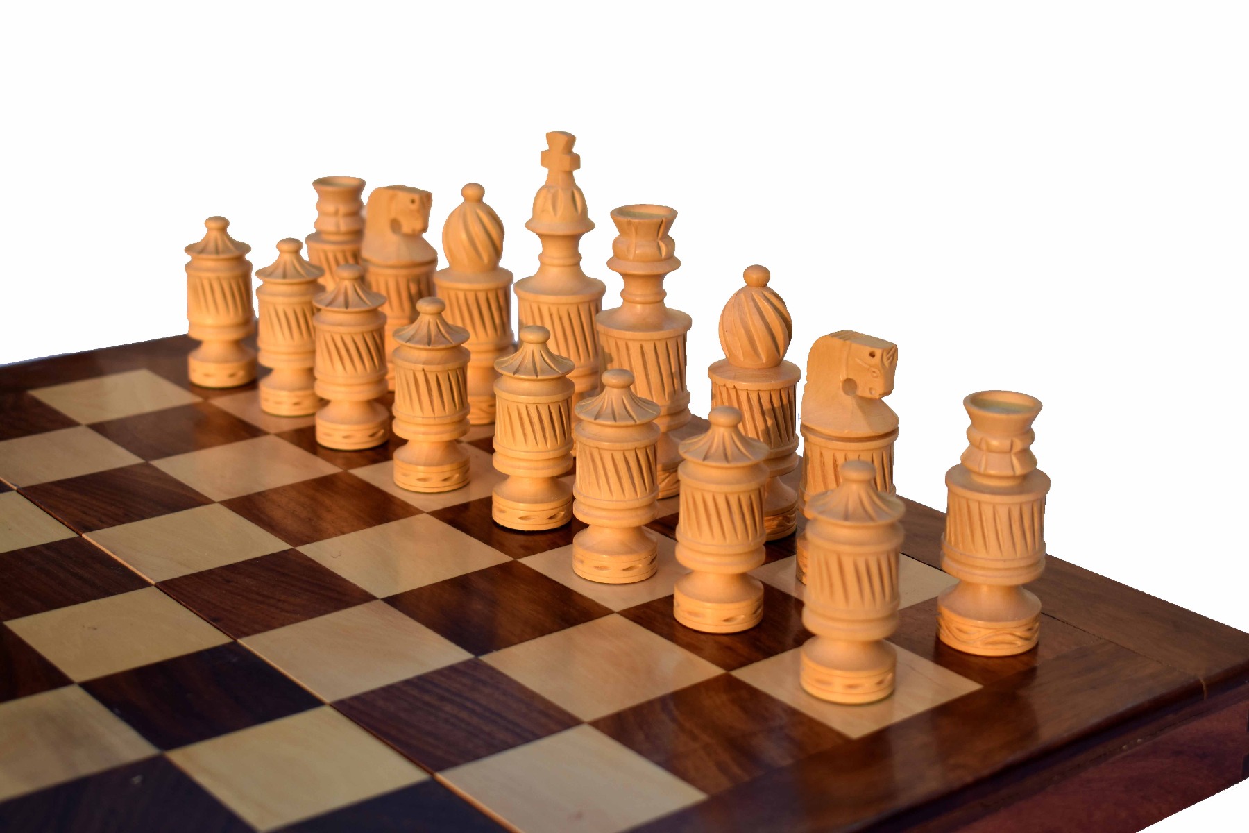 The Candel Series chess set Boxwood & Sheesham 3.75" King with 16" Chess Board-6648