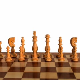 Gumat Series complete Chess set Boxwood & Sheesham 3.5" King with 16" Folding chess board-6637