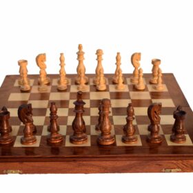 Gumat Series complete Chess set Boxwood & Sheesham 3.5" King with 16" Folding chess board-6635
