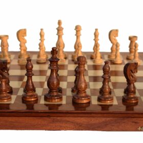 Gumat Series complete Chess set Boxwood & Sheesham 3.5" King with 16" Folding chess board-0