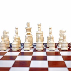 The Barley Corn Series chess pieces Natural Bone & Stained Bone Crafted 4" King-6561