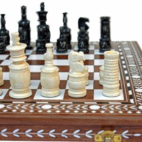The Barley Corn Series chess pieces Natural Bone & Stained Bone Crafted 4" King-6563