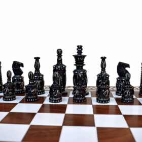 The Barley Corn Series chess pieces Natural Bone & Stained Bone Crafted 4" King-6562
