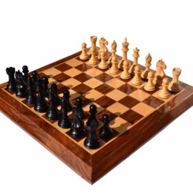 The Fierce Knight Series complete chess set Boxwood & Ebonized 4" King with 2" square chess board-6751
