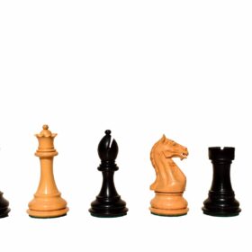 The Fierce Knight Series complete chess set Boxwood & Ebonized 4" King with 2" square chess board-6759