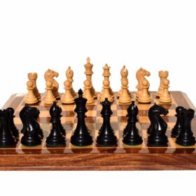 The Fierce Knight Series complete chess set Boxwood & Ebonized 4" King with 2" square chess board-6752