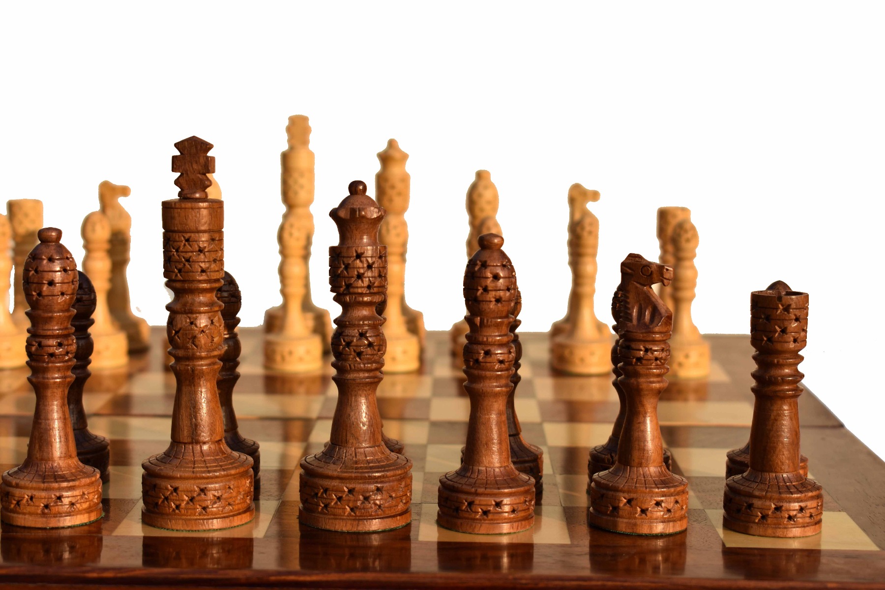 The Tower Series chess pieces Boxwood & Sheesham 4.25" King-6661