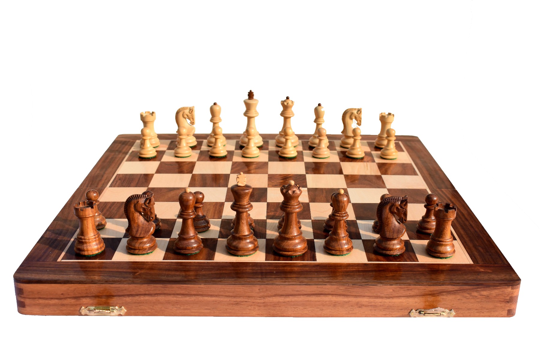 Yugoslavia Series Chess set Boxwood & Sheeshma 3" King with 16" Folding Chessboard-6795