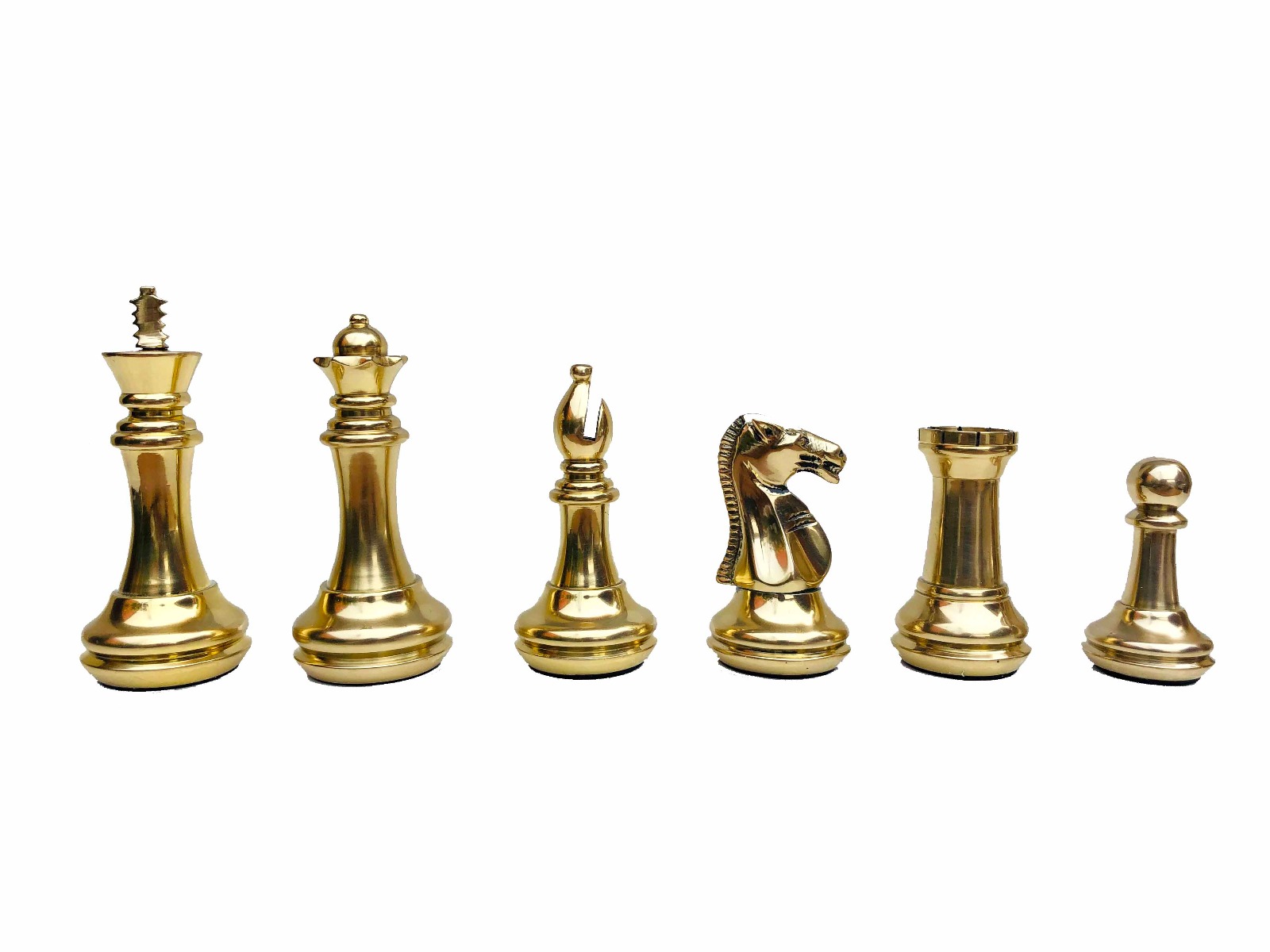 Exclusive Brass Staunton Chess Pieces <br> Brass & Black Coated Brass <br> 4" King-7210 Exclusive Brass Staunton Chess Pieces Brass & Black Coated Brass 4" King-7210