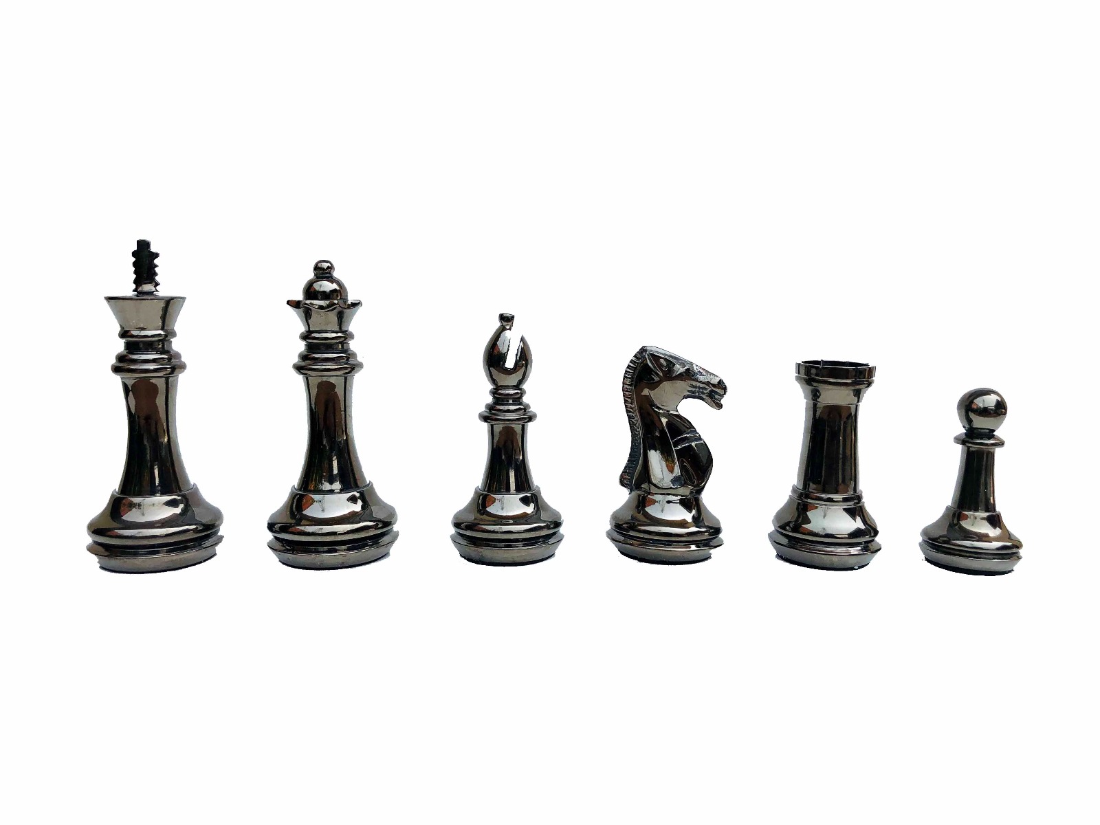 Exclusive Brass Staunton Chess Pieces <br> Brass & Black Coated Brass <br> 4" King-7211 Exclusive Brass Staunton Chess Pieces Brass & Black Coated Brass 4" King-7211