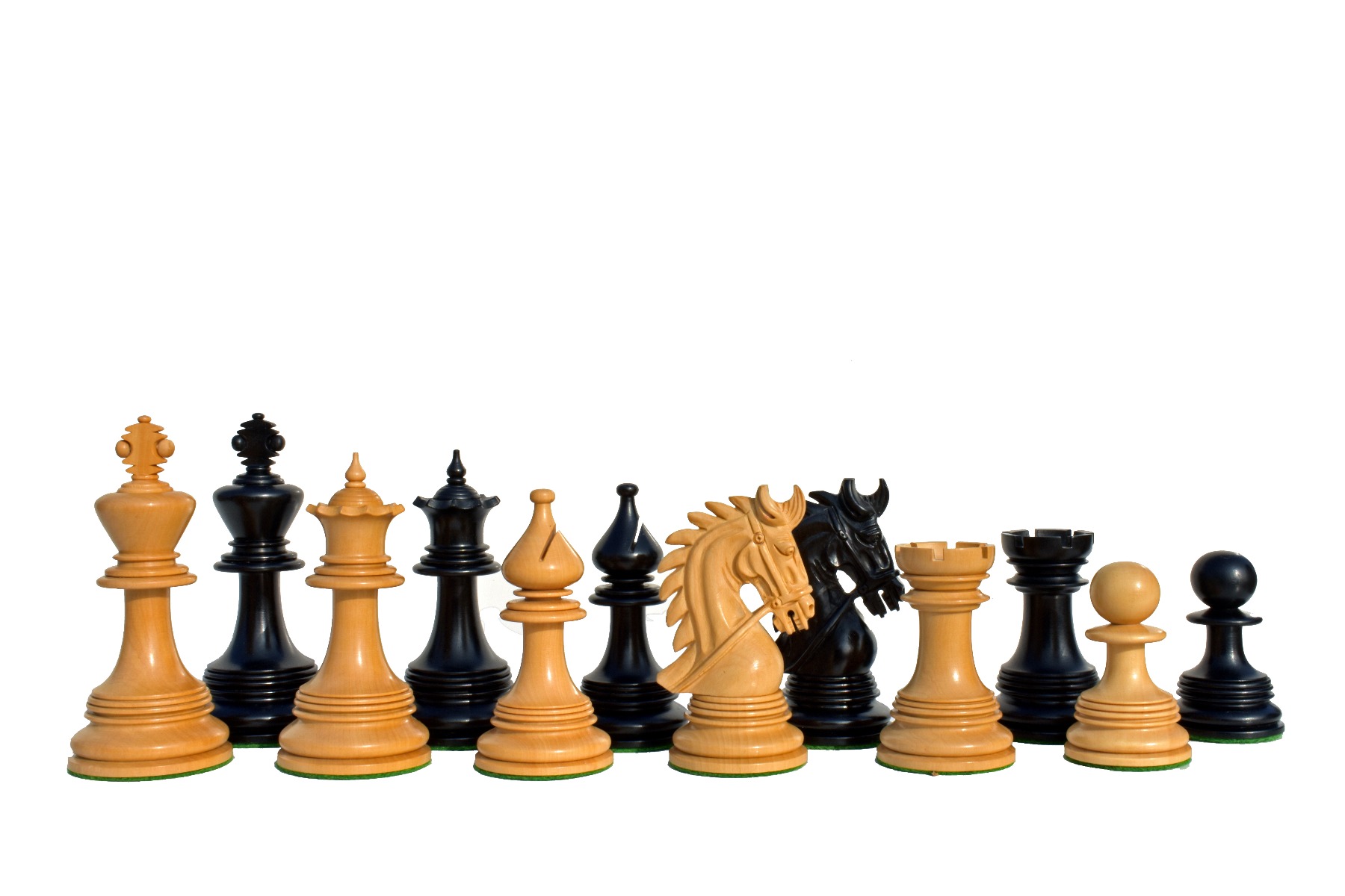 Bridle Staunton Chess Pieces <br> Boxwood & Ebony <br> 4.25" King-0 Bridle Staunton Chess Pieces Boxwood & Ebony 4.25" King-0
