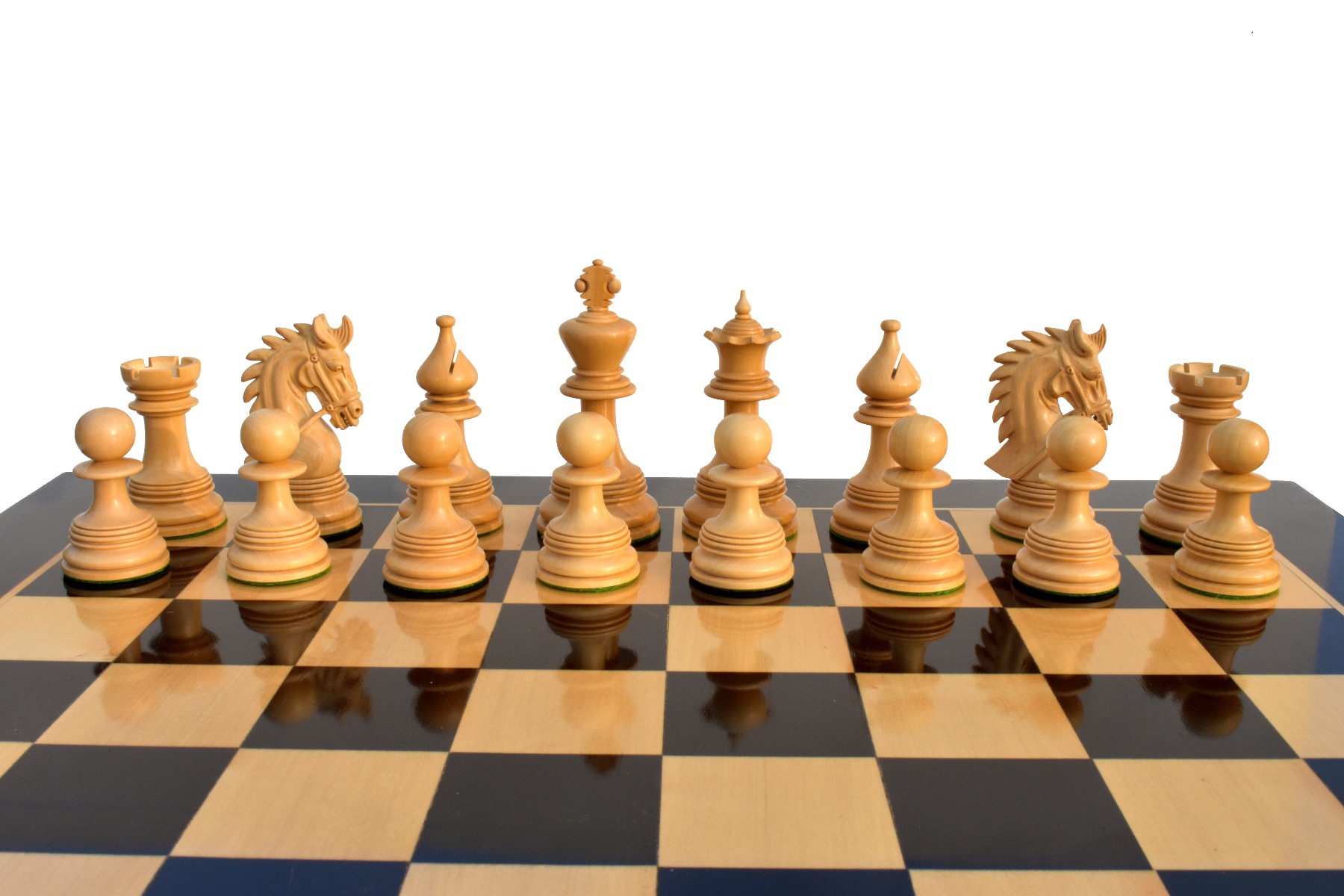 Bridle Staunton Chess Pieces <br> Boxwood & Ebony <br> 4.25" King-7043 Bridle Staunton Chess Pieces Boxwood & Ebony 4.25" King-7043