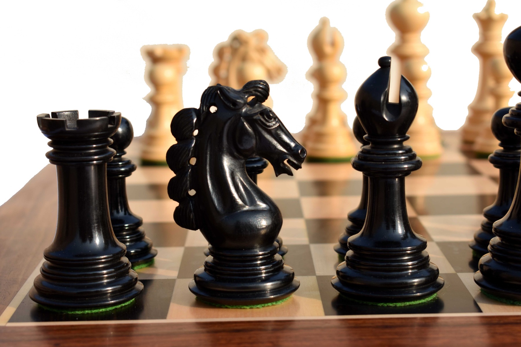 Svadilfari Stallion Series Chess Pieces Boxwood & Ebony 4.4" king-6911